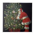 Santa Claus Lighting Candles on the Christmas Tree Ceramic Tiles