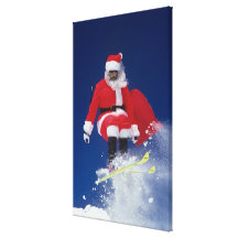 Santa Claus on skis jumping off a cornice at Gallery Wrapped Canvas