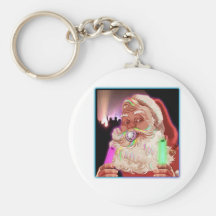 Santa Claus Raves  Funny Santa Raver-  No Text - Keychain