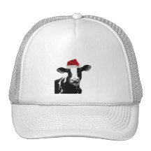Santa Cow - Dairy Cow wearing Santa Hat