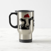 Santa Cow - Dairy Cow wearing Santa Hat Coffee Mugs