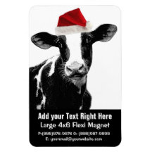Santa Cow -Holstein Dairy Christmas Cow Rectangle Magnets