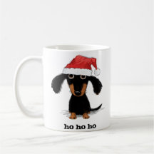 Santa Dachshund with Customisable Text Coffee Mug