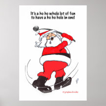Santa golfing! posters