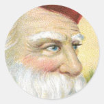 Santa, "He's Looking for You!" Round Sticker