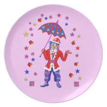 Santa in the shower party plates