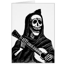 Santa Muerte (Mexican Grim Reaper) Playing Guitar Card