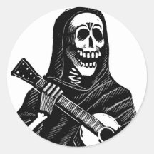 Santa Muerte (Mexican Grim Reaper) Playing Guitar Sticker