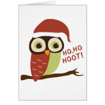 Santa Owl Ho Ho Hoot Christmas Cards cards