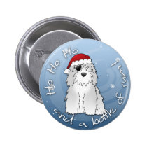 Santa Pirate Old English Sheepdog buttons