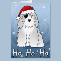 Santa Pirate Old English Sheepdog Christmas Card cards