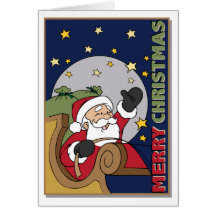Santa Sleigh Illustration Merry Christmas Greeting Card