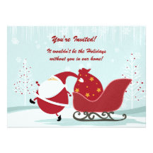 Santa Sleigh Trees Winter Scene Holiday Party Invi Personalised Invitations