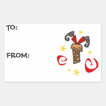 Santa Stuck in Chimney Gift Label Sticker