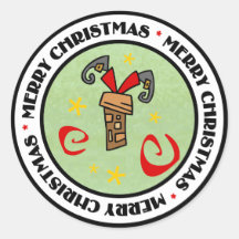 Santa Stuck in Chimney Round Sticker