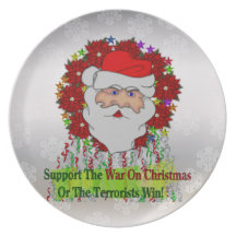 Santa's War On Xmas Party Plates