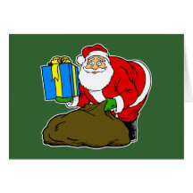 sants pulling gift from bag card