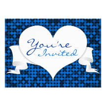 Sapphire Blue Glam Heart Custom Invitations