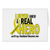 Sarcoma NEVER KNEW A HERO 2 Husband Greeting Card