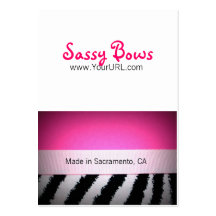 Sassy Bow Chubby Pink & Zebra Bow Cards Business Card Templates