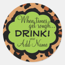 Sassy Lepord Personalised Wine Label Round Sticker
