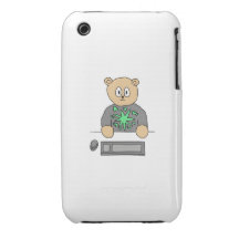 Sat At Computer Keyboard. iPhone 3 Case