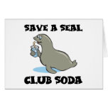 save a seal club soda greeting cards