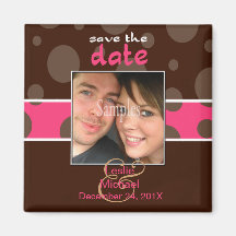 Save/Date Photo magnets/chocolate bubbles/pink