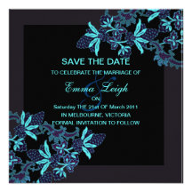 Save The Date Blue Floral Wedding Invitation