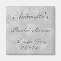 "Save the Date" - Bridal Shower - w/ Roses in Ash Refrigerator Magnets
