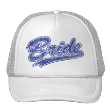 Save the Date/Bride in Blue Mesh Hat