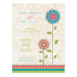 Save the Date Colourful Tall Flowers Postcard