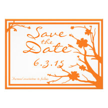 Save the Date custom orange floral wedding invites