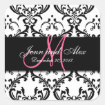 Save the Date Damask Stickers Monogram