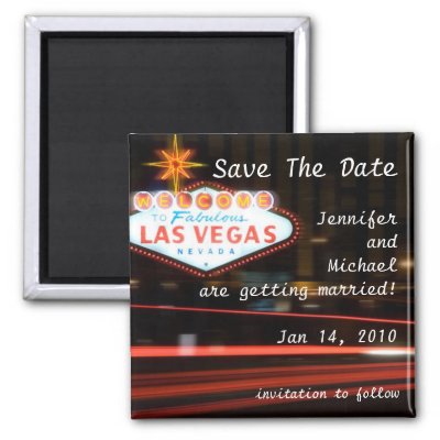 Save The Date Destination Las Vegas Wedding Refrigerator Magnet by 
