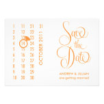 Save the Date Diamond Calendar Grid (orange) Personalised Invite