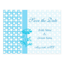 save the date, light blue dots post cards