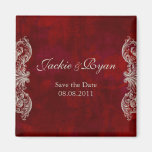 Save the Date Magnet Antique Roses Red