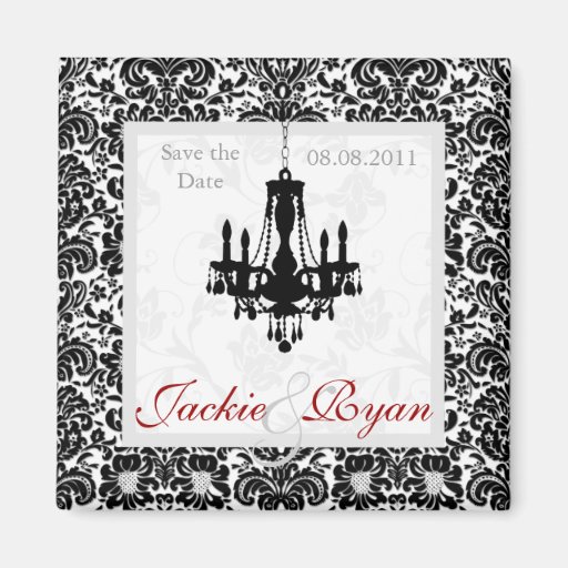 Save the Date Magnet Chandelier Black White