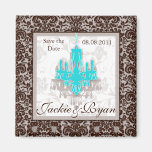 Save the Date Magnet Chandelier Blue Brown