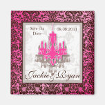 Save the Date Magnet Chandelier Pink Brown
