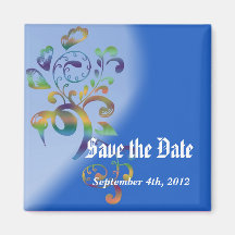 Save the date magnet. Tropical color style floral