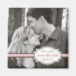 Save the Date Modern Brown & Pink Faux Ribbon Magnets