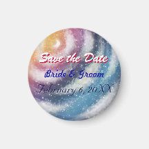 "Save the Date" Nacreous clouds Round Magnet