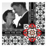 Save The Date Oriental Damask Red & Black Custom Invitations