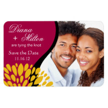 Save the Date Photo | fuschia gold Rectangle Magnet