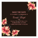 Save The Date Pink & Brown Flower Wedding Invite