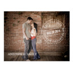 Save the Date Postmark Circle Photo Postcard