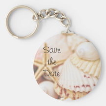 Save the Date Seashell Keychain