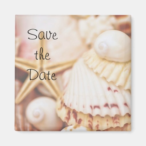 Save the Date Seashell Magnet